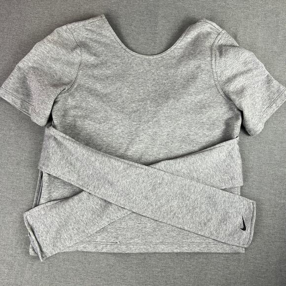 Nike Women Gray DriFit Yoga Workout Training‎ Tie Shirt Size M - Picture 1 of 6
